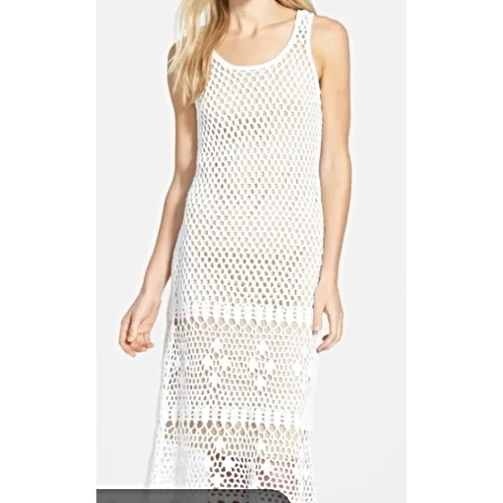 Michael Kors ivory crochet midi dress/bathing suit, cover-up M - Picture 3 of 11